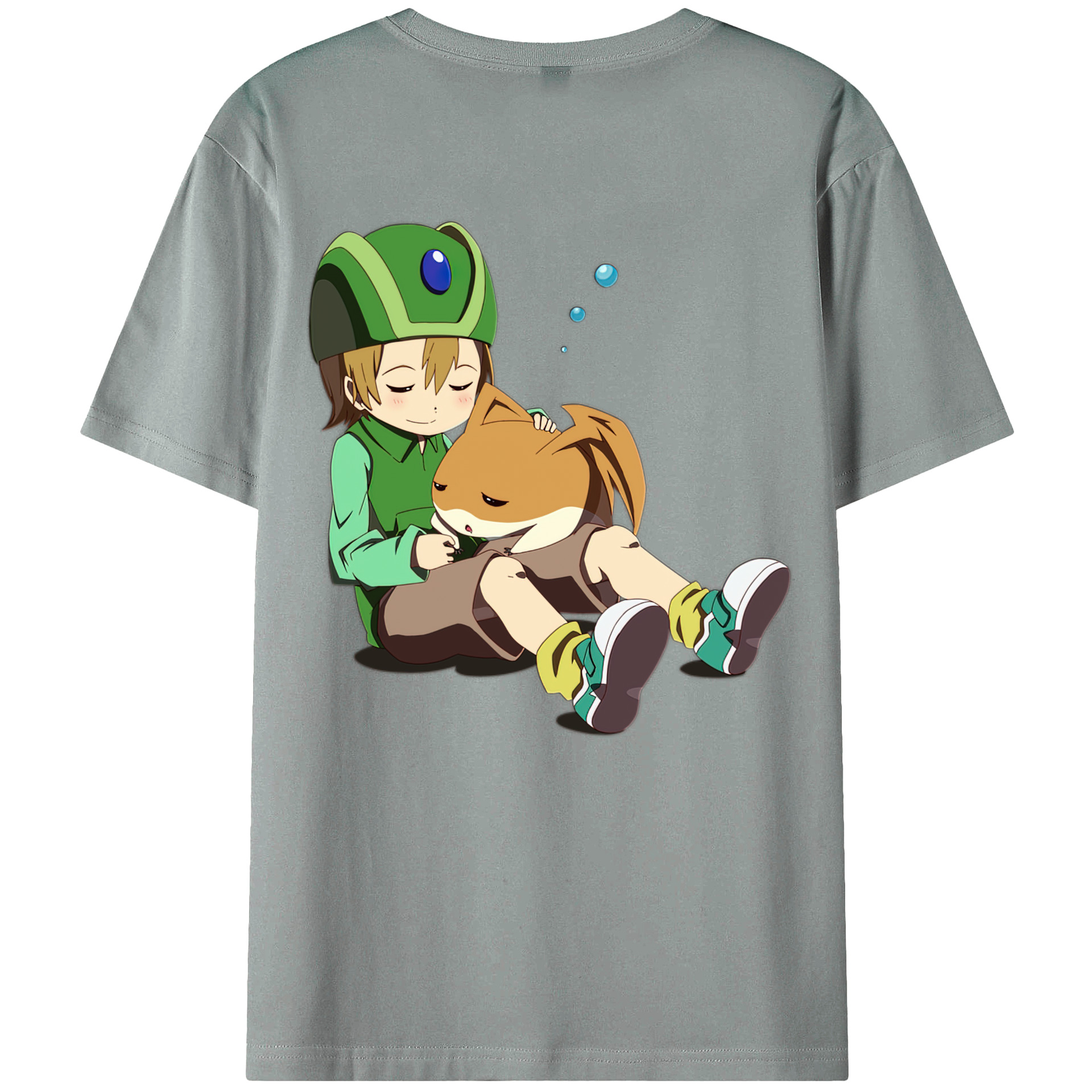 （画像用） Digimon デジタルモンスター/デジモン 綿100％ メンズ半袖Tシャツ（バックプリント） 通気性